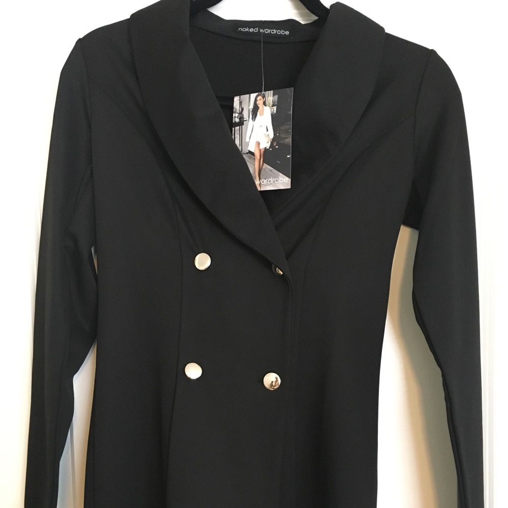 Naked Wardrobe Black blazer with gold buttons